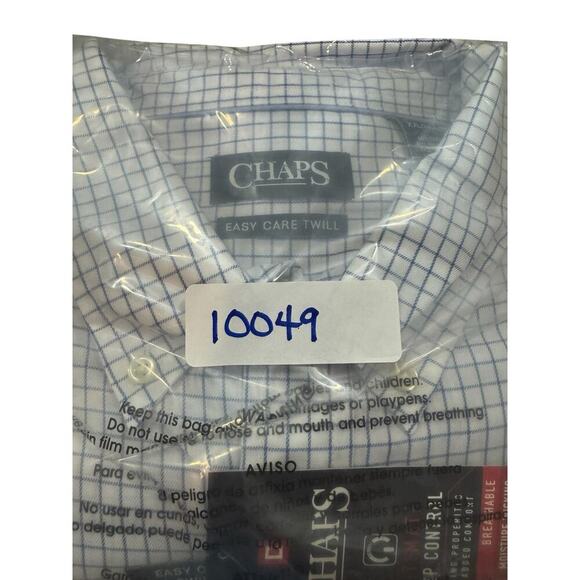 Chaps Dress Shirt Checked Size XXL Long Sleeve NWT Easy Care Twill - Picture 10 of 10